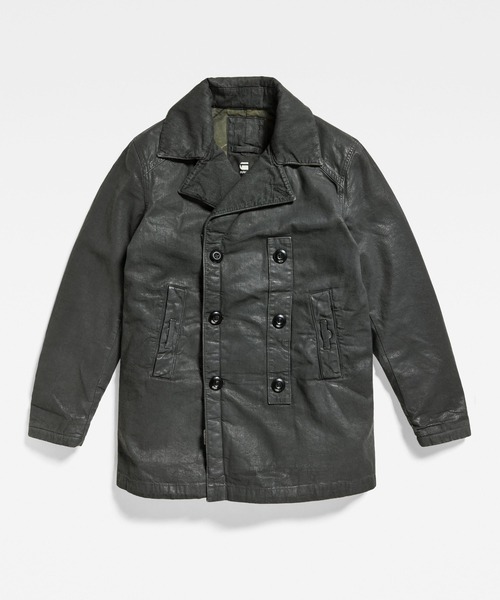 G-STAR（ジースター）の「DENIM PEACOAT/レザーライクコーティング加工ブラックデニムピーコート（ピーコート・メンズ・グレー系その他・SMALL/LARGE/MEDIUM）」の6枚目の写真