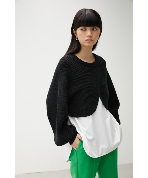 AZUL by moussy(アズールバイマウジー)の「CACHE-COEUR KNIT SET TOPS/カシュクールニットセットトップス(ニット/セーター・レディース・ブラック/オレンジ/ブルー/グリーン・SMALL/MEDIUM)」の8枚目の写真