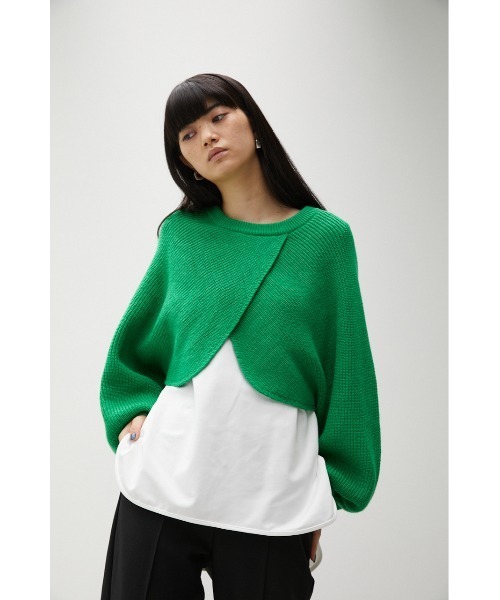 AZUL by moussy(アズールバイマウジー)の「CACHE-COEUR KNIT SET TOPS/カシュクールニットセットトップス(ニット/セーター・レディース・ブラック/オレンジ/ブルー/グリーン・SMALL/MEDIUM)」の17枚目の写真