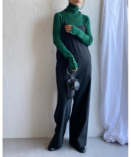 She's Closet(シーズクローゼット)の「袖ボタンハイネックタイト長袖ボーダーリブニットプルオーバー(ニット/セーター・レディース・グリーン/ブラック/オフホワイト/ピンク/オレンジ・FREE)」の20枚目の写真