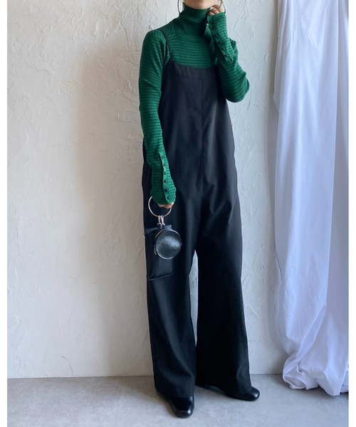 She's Closet(シーズクローゼット)の「袖ボタンハイネックタイト長袖ボーダーリブニットプルオーバー(ニット/セーター・レディース・グリーン/ブラック/オフホワイト/ピンク/オレンジ・FREE)」の21枚目の写真