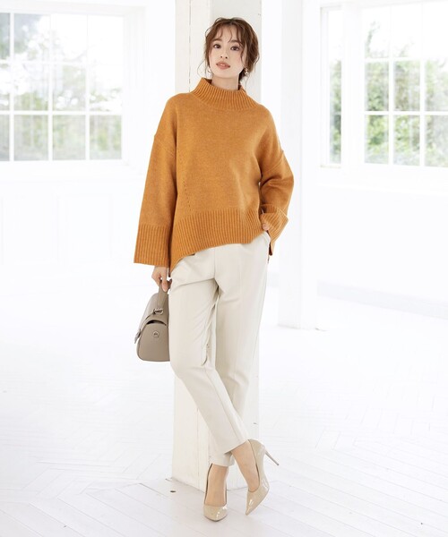 Tiaclasse(ティアクラッセ)の「【洗える】モックネックポインテルニットトップス(ニット/セーター・レディース・ネイビー/ベージュ/オレンジ/ピンク/ブルー・XL)」の13枚目の写真