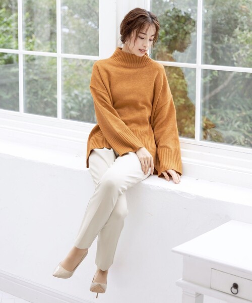 Tiaclasse(ティアクラッセ)の「【洗える】モックネックポインテルニットトップス(ニット/セーター・レディース・ネイビー/ベージュ/オレンジ/ピンク/ブルー・XL)」の14枚目の写真