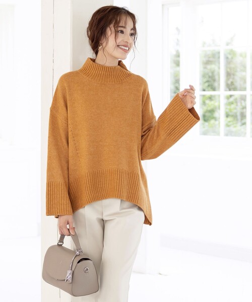 Tiaclasse(ティアクラッセ)の「【洗える】モックネックポインテルニットトップス(ニット/セーター・レディース・ネイビー/ベージュ/オレンジ/ピンク/ブルー・XL)」の15枚目の写真