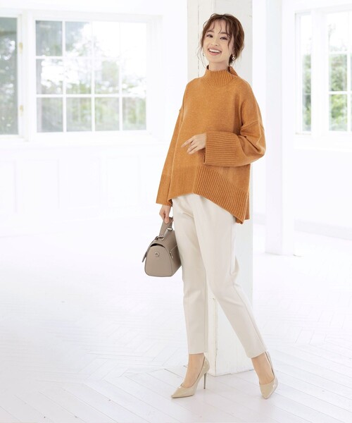 Tiaclasse(ティアクラッセ)の「【洗える】モックネックポインテルニットトップス(ニット/セーター・レディース・ネイビー/ベージュ/オレンジ/ピンク/ブルー・XL)」の18枚目の写真