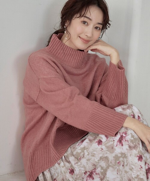 Tiaclasse(ティアクラッセ)の「【洗える】モックネックポインテルニットトップス(ニット/セーター・レディース・ネイビー/ベージュ/オレンジ/ピンク/ブルー・XL)」の22枚目の写真