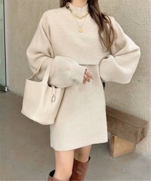 2点セット ノースリーブミニワンピース/ニットトップス