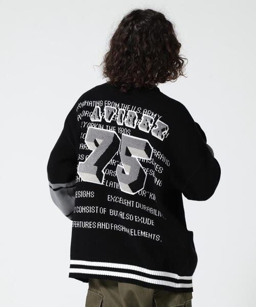 AVIREX(アヴィレックス)の「【直営店限定】AVX VARSITY CARDIGAN / AVX バーシティ カーディガン / AVIREX / アヴィレックス(カーディガン/ボレロ・メンズ・オレンジ/ブラック/ホワイト・L/M)」の5枚目の写真