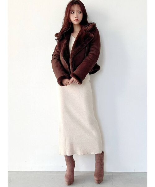 RESEXXY（リゼクシー）の「フェイクムートンブルゾン【セットアップ着用可能】（ブルゾン・レディース・ピンク/アイボリー/ブラック/ブラウン・FREE）」の10枚目の写真