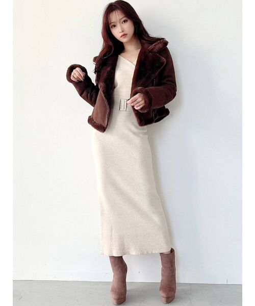 RESEXXY（リゼクシー）の「フェイクムートンブルゾン【セットアップ着用可能】（ブルゾン・レディース・ピンク/アイボリー/ブラック/ブラウン・FREE）」の11枚目の写真