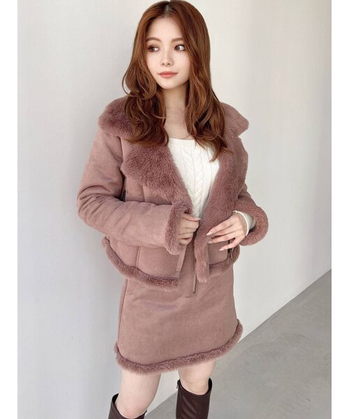 RESEXXY（リゼクシー）の「フェイクムートンブルゾン【セットアップ着用可能】（ブルゾン・レディース・ピンク/アイボリー/ブラック/ブラウン・FREE）」の15枚目の写真