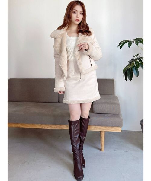 RESEXXY（リゼクシー）の「フェイクムートンブルゾン【セットアップ着用可能】（ブルゾン・レディース・ピンク/アイボリー/ブラック/ブラウン・FREE）」の18枚目の写真