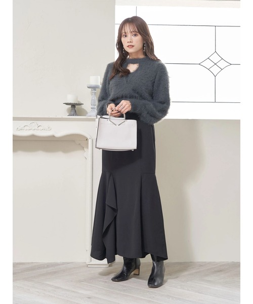 earth music&ecology（アースミュージックアンドエコロジー）の「アシンメトリーマーメードスカート（スカート・レディース・ブラック/ベージュ/サックスブルー・S/M）」の8枚目の写真