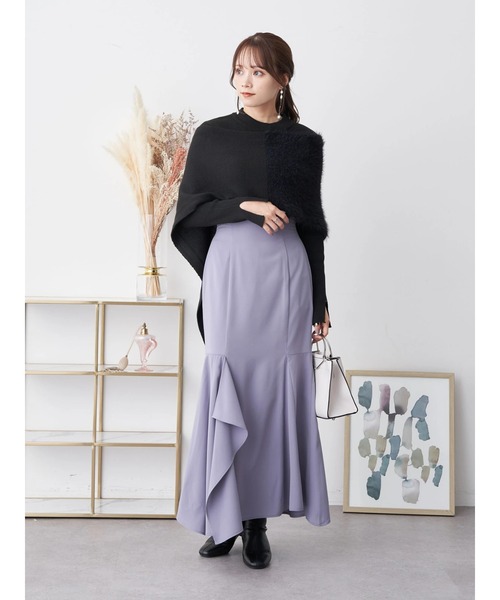 earth music&ecology（アースミュージックアンドエコロジー）の「アシンメトリーマーメードスカート（スカート・レディース・ブラック/ベージュ/サックスブルー・S/M）」の17枚目の写真