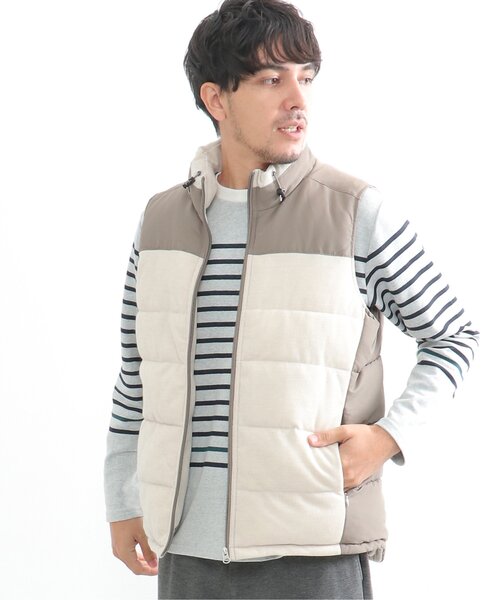 ikka(イッカ)の「sorona(R) コンビ中綿ベスト(ダウンベスト・メンズ・ブラック/ベージュ・M/L/XL/S)」の7枚目の写真