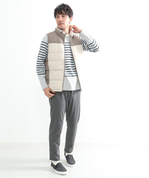 ikka(イッカ)の「sorona(R) コンビ中綿ベスト(ダウンベスト・メンズ・ブラック/ベージュ・M/L/XL/S)」の5枚目の写真