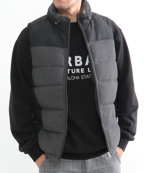 ikka(イッカ)の「sorona(R) コンビ中綿ベスト(ダウンベスト・メンズ・ブラック/ベージュ・M/L/XL/S)」の2枚目の写真