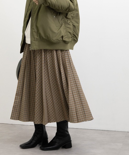 POU DOU DOU(プードゥドゥ)の「アコーディオンプリーツスカート(スカート・レディース・ブラウン/グリーン・3)」の2枚目の写真