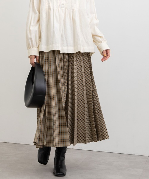 POU DOU DOU(プードゥドゥ)の「アコーディオンプリーツスカート(スカート・レディース・ブラウン/グリーン・3)」の3枚目の写真