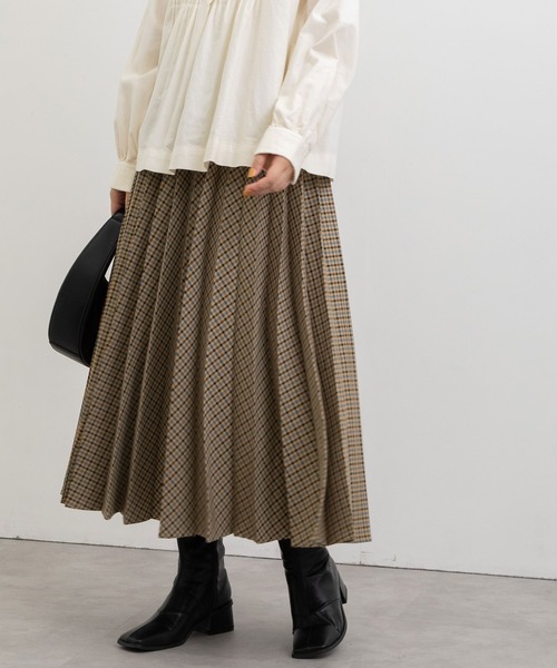 POU DOU DOU(プードゥドゥ)の「アコーディオンプリーツスカート(スカート・レディース・ブラウン/グリーン・3)」の5枚目の写真