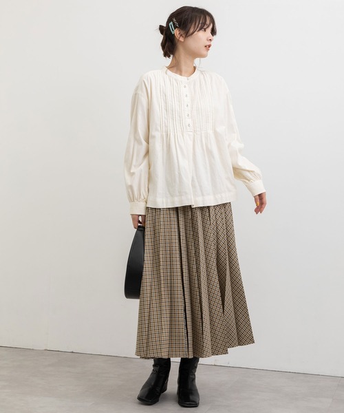 POU DOU DOU(プードゥドゥ)の「アコーディオンプリーツスカート(スカート・レディース・ブラウン/グリーン・3)」の7枚目の写真