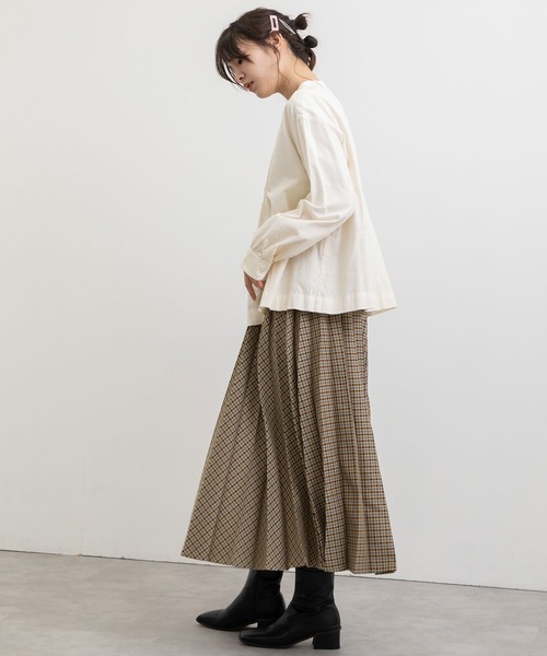 POU DOU DOU(プードゥドゥ)の「アコーディオンプリーツスカート(スカート・レディース・ブラウン/グリーン・3)」の8枚目の写真