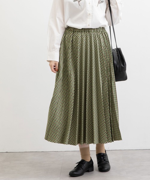 POU DOU DOU(プードゥドゥ)の「アコーディオンプリーツスカート(スカート・レディース・ブラウン/グリーン・3)」の11枚目の写真