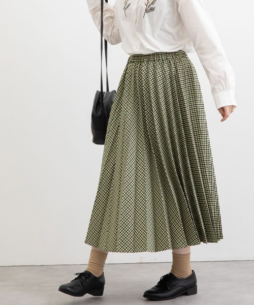 POU DOU DOU(プードゥドゥ)の「アコーディオンプリーツスカート(スカート・レディース・ブラウン/グリーン・3)」の12枚目の写真