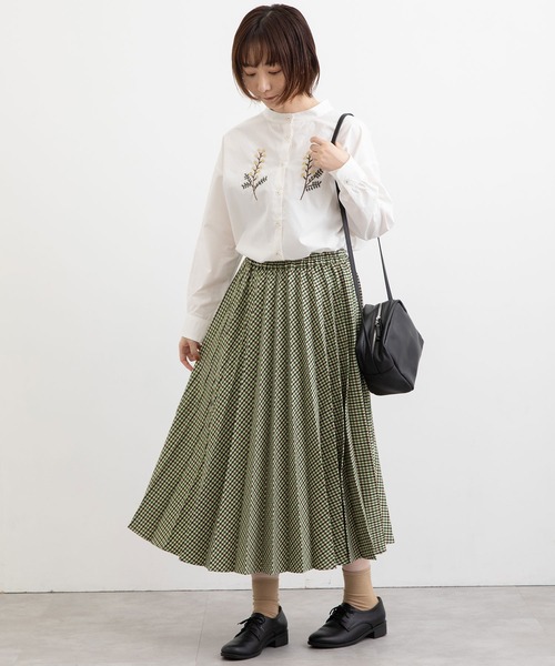 POU DOU DOU(プードゥドゥ)の「アコーディオンプリーツスカート(スカート・レディース・ブラウン/グリーン・3)」の17枚目の写真