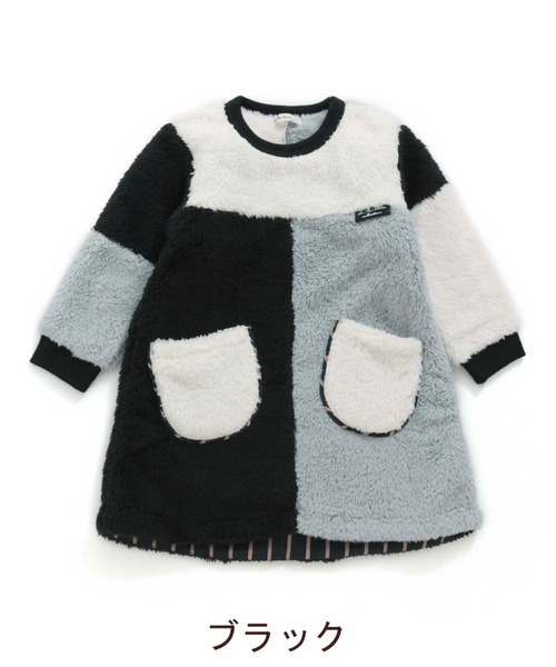 RAGMART（ラグマート）の「ファーパッチワークワンピース（ワンピース・キッズ・ブラック/アイボリー・80ｃｍ/90cm/95cm）」の12枚目の写真
