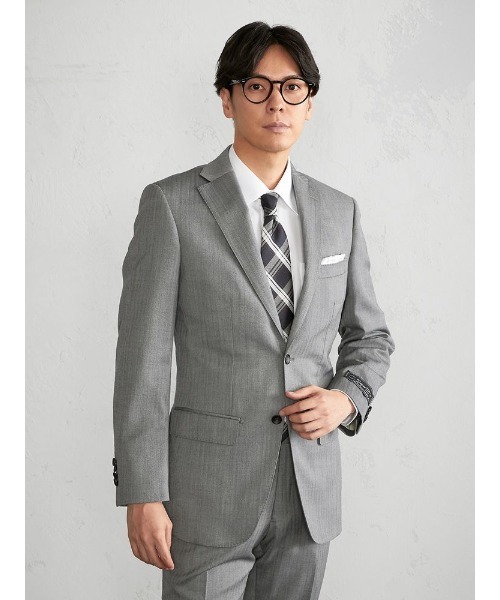 Perfect Suit FActory(パーフェクトスーツファクトリー)の「【Super110'S】WEB限定セットアップスーツ ウール100% ヘリンボーン グレー/ネイビー(スーツセット・メンズ・ブルー/ライトグレー・Y7/Y4/AB7/Y5/A5/AB6/Y8/AB5/A7/A4/A8/Y6/AB8/AB4/A6)」の4枚目の写真