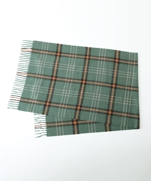 osharewalker（オシャレウォーカー）の「『配色チェック柄ストール』（ストール/ショール・レディース・キャメル/グリーン・FREE）」の11枚目の写真
