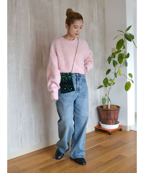 Ungrid（アングリッド）の「カラーモヘア混ルーズニット（ニット/セーター・レディース・オレンジ/ダークグリーン/ブルー/ピンク/イエロー/アイボリー/ブラック・FREE）」の12枚目の写真