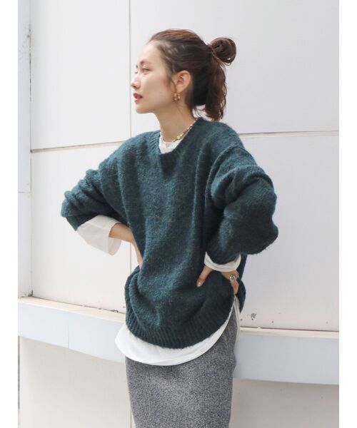 Ungrid（アングリッド）の「カラーモヘア混ルーズニット（ニット/セーター・レディース・オレンジ/ダークグリーン/ブルー/ピンク/イエロー/アイボリー/ブラック・FREE）」の20枚目の写真