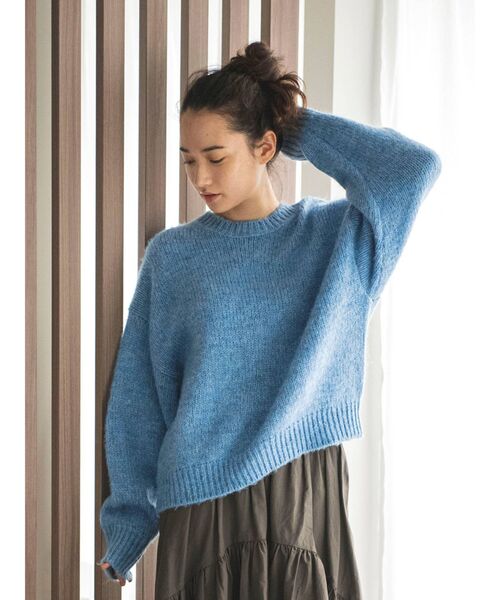 Ungrid（アングリッド）の「カラーモヘア混ルーズニット（ニット/セーター・レディース・オレンジ/ダークグリーン/ブルー/ピンク/イエロー/アイボリー/ブラック・FREE）」の5枚目の写真