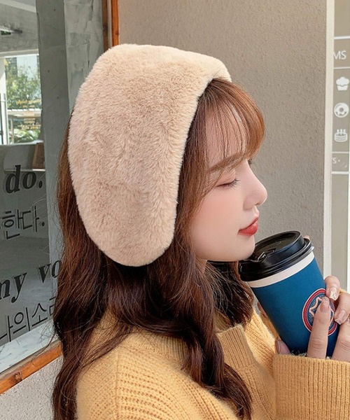 shopnikoniko（ショップニコニコ）の「フェイクファー 耳当て カチューシャ イヤマフ もこもこ イヤーマフ（イヤーマフ・レディース・グレー/ホワイト/ベージュ・フリー）」の3枚目の写真