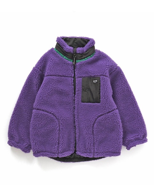 F.O.KIDS（エフオーキッズ）の「F.O.KIDS/エフオーキッズ リバーシブルボアジャケット（ブルゾン・キッズ・パープル/オレンジ/カーキ/キナリ/ネイビー・140/120/130）」の4枚目の写真