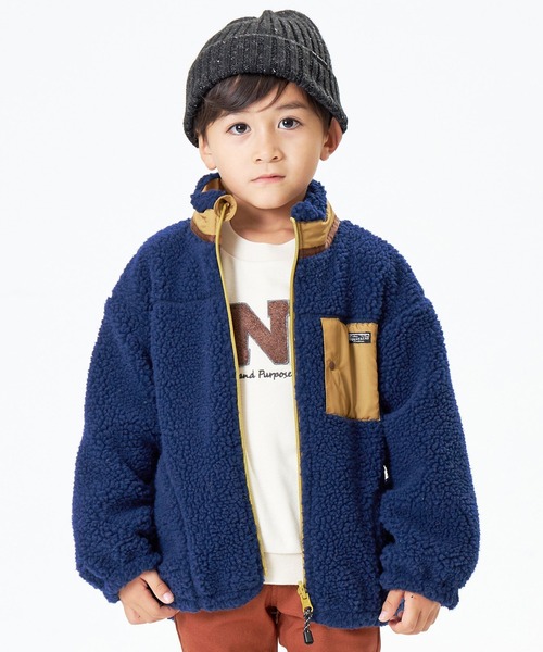 F.O.KIDS（エフオーキッズ）の「F.O.KIDS/エフオーキッズ リバーシブルボアジャケット（ブルゾン・キッズ・パープル/オレンジ/カーキ/キナリ/ネイビー・140/120/130）」の3枚目の写真