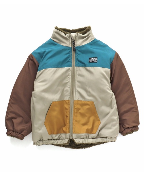 F.O.KIDS（エフオーキッズ）の「F.O.KIDS/エフオーキッズ リバーシブルボアジャケット（ブルゾン・キッズ・パープル/オレンジ/カーキ/キナリ/ネイビー・140/120/130）」の2枚目の写真