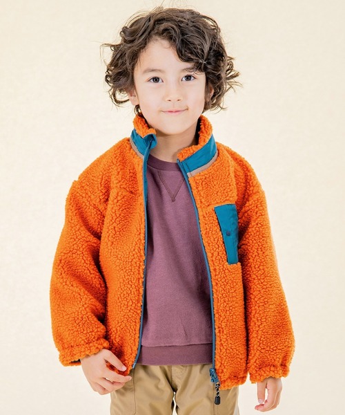 F.O.KIDS（エフオーキッズ）の「F.O.KIDS/エフオーキッズ リバーシブルボアジャケット（ブルゾン・キッズ・パープル/オレンジ/カーキ/キナリ/ネイビー・140/120/130）」の5枚目の写真