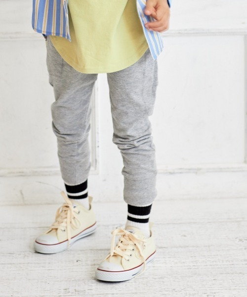 MAKE YOUR DAY（メイクユアデイ）の「ラウンドカットソーパンツ■80～140cm（スウェットパンツ・キッズ・ブルー/ネイビー/グレー・140/100/110/120/130/90/80）」の2枚目の写真