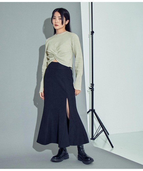 ANAP（アナップ）の「ツイストデザイン袖スリットニットトップスセーター（ニット/セーター・レディース・ライトグレー/グリーン/ブラック・FREE）」の16枚目の写真