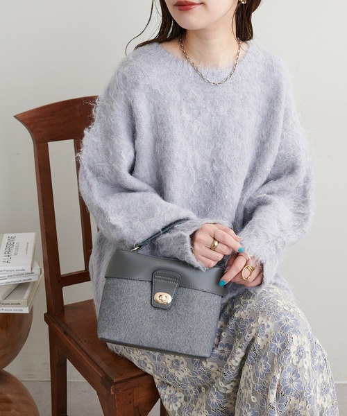 natural couture（ナチュラルクチュール）の「WEB限定/起毛MIXゆるニット（ニット/セーター・レディース・パープル系その他/ピンク/オフホワイト/ブラック・FREE）」の3枚目の写真