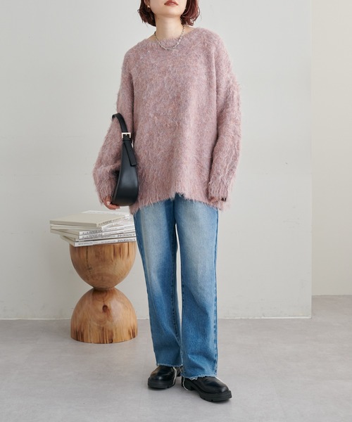 natural couture（ナチュラルクチュール）の「WEB限定/起毛MIXゆるニット（ニット/セーター・レディース・パープル系その他/ピンク/オフホワイト/ブラック・FREE）」の12枚目の写真