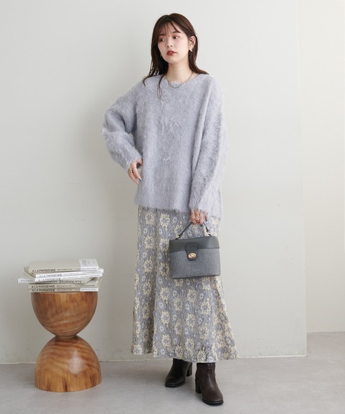 natural couture（ナチュラルクチュール）の「WEB限定/起毛MIXゆるニット（ニット/セーター・レディース・パープル系その他/ピンク/オフホワイト/ブラック・FREE）」の8枚目の写真