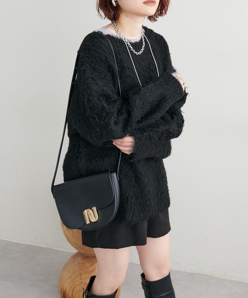 natural couture（ナチュラルクチュール）の「WEB限定/起毛MIXゆるニット（ニット/セーター・レディース・パープル系その他/ピンク/オフホワイト/ブラック・FREE）」の18枚目の写真