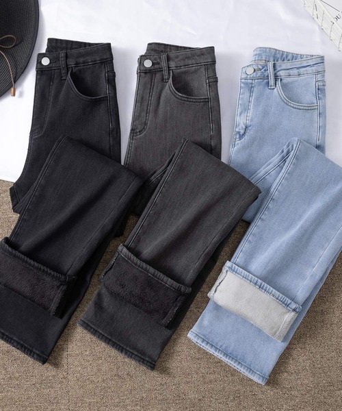 DAY CLOSET(デイ クローゼット)の「【吸湿発熱/裏起毛/大きいサイズ有】冬勝つあったか裏起毛。ハイウエスト デニムパンツ レディース(デニムパンツ・レディース・グレー/インディゴブルー/ブラック/ライトブルー・XS/S/2XL/M/L/XL)」の9枚目の写真