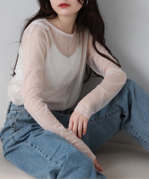 feepur(フェピュール)の「ラメシアーカットソー(Tシャツ/カットソー・レディース・オレンジ/ブラウン/ピンク/ブラック/オフホワイト/ブルー・MEDIUM)」の2枚目の写真
