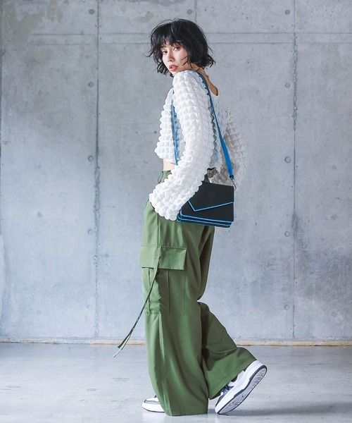 PAGEBOY（ページボーイ）の「クリアカーゴスラックス（スラックス・レディース・オフホワイト/カーキ/ブラック・FREE）」の5枚目の写真