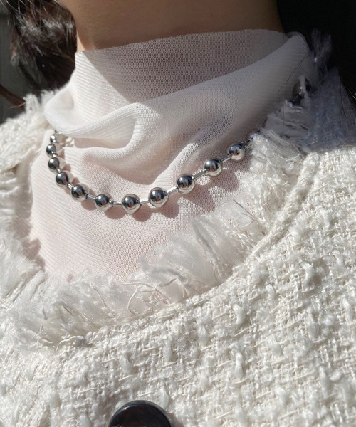OKIRAKU(オキラク)の「☆ 【by daisy】ボールチェーンチョーカーネックレス RA22-1008(ネックレス・レディース・シルバー・FREE)」の4枚目の写真